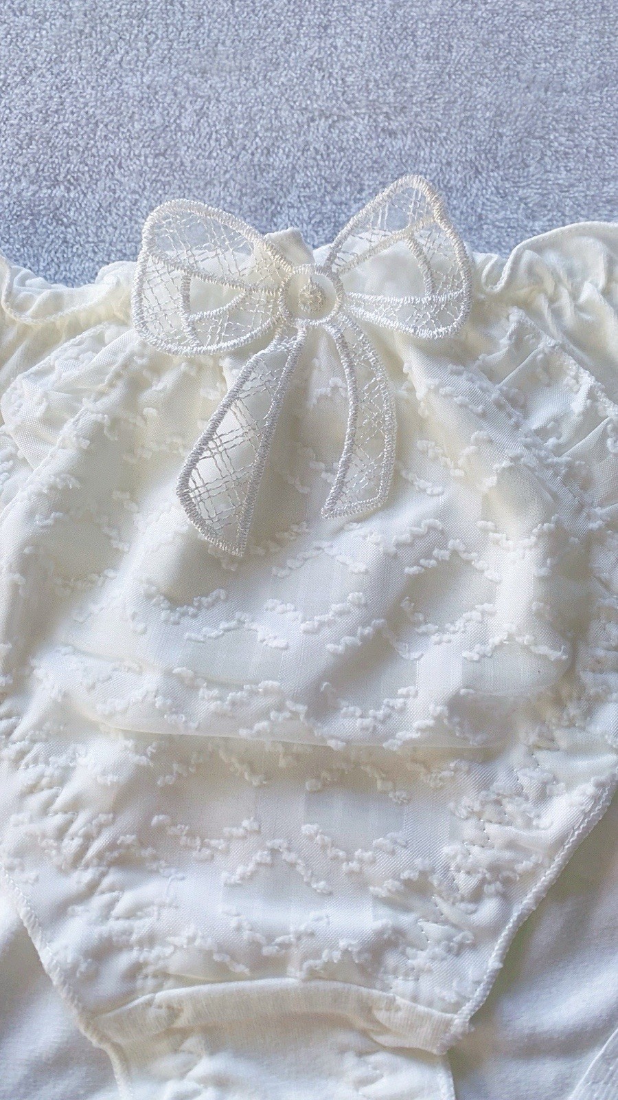 US-M, L/JP-LL Japanese Brand Embroidery Bow Chiffon Trim Ruffle Cotton Panties