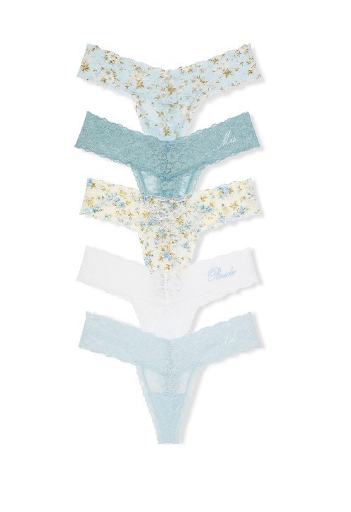 VICTORIA’S SECRET 5-Pack Bridal Lace Thong Panties Size XL, L, M, S New #B1-6