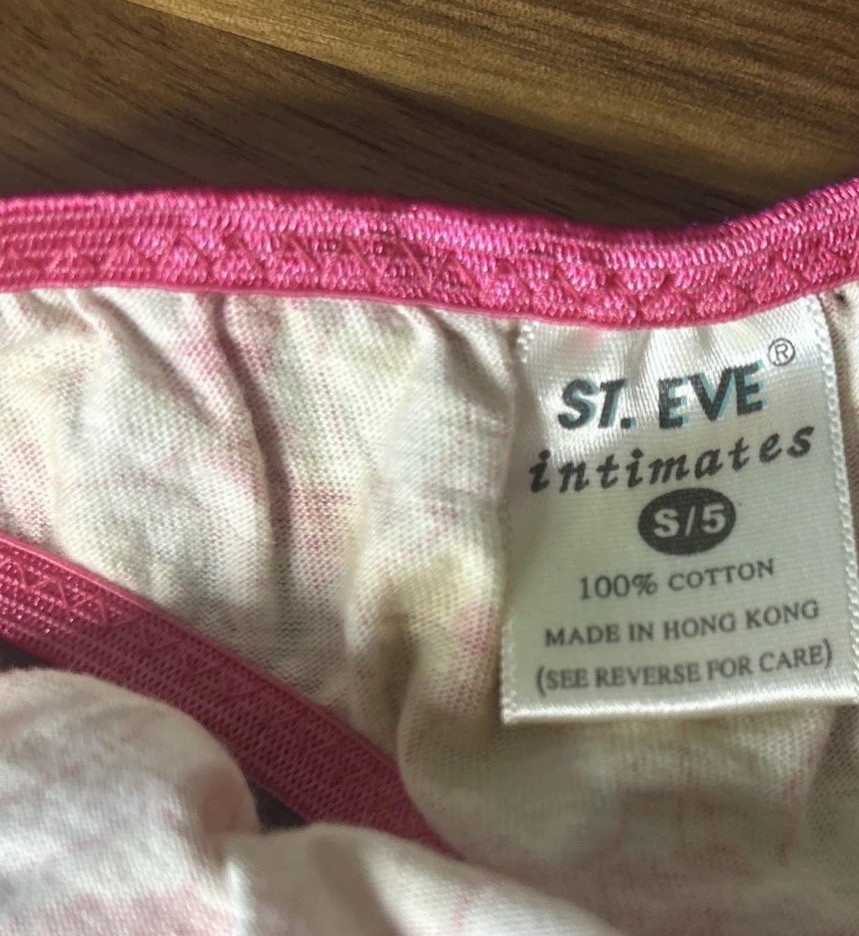 Vtg Y2K Thong Bikini Panties Cotton St Eve Second Skin Pink Sexy Sz S Whale Tail