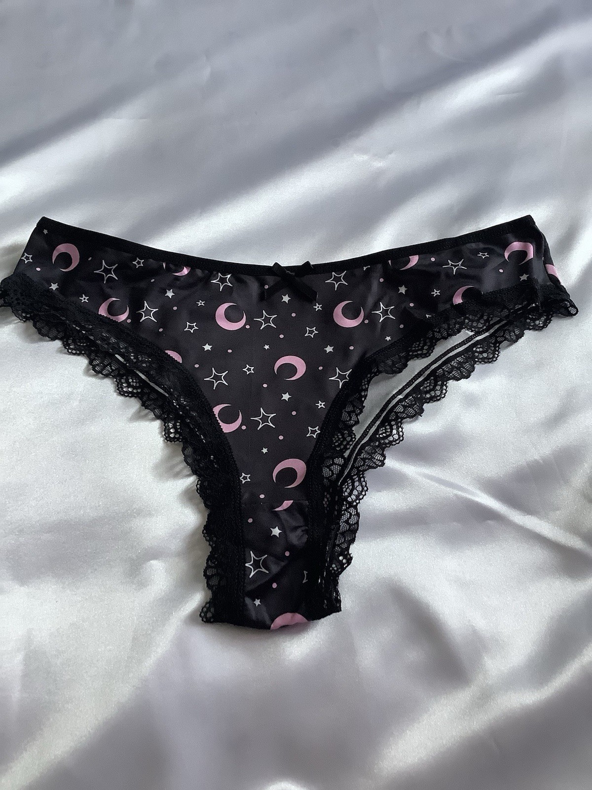 Women’s Teen’s Celestial Stars & Moons Bikini Panties Lace Stretch 4pk (8) Large