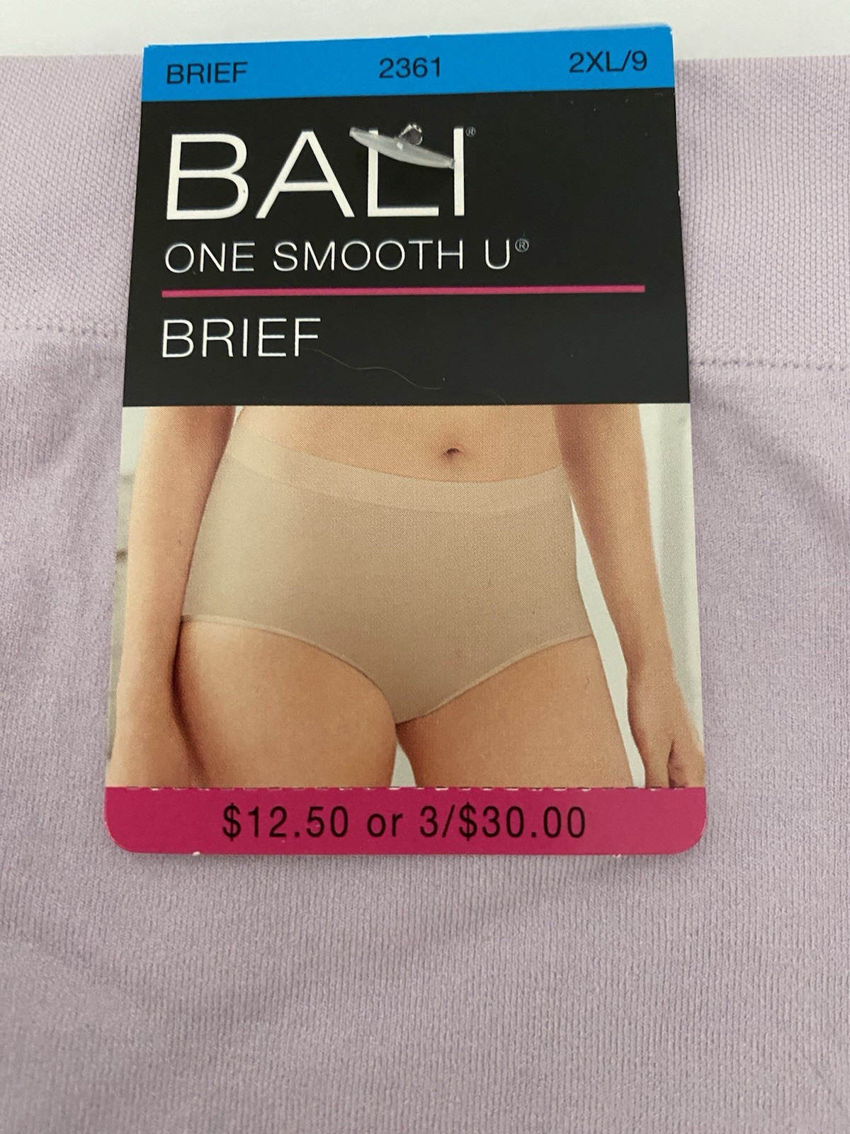 NWT Pair of BALI One Smooth U Lavender/Purple Briefs Panties DF2361 – Size 2XL/9