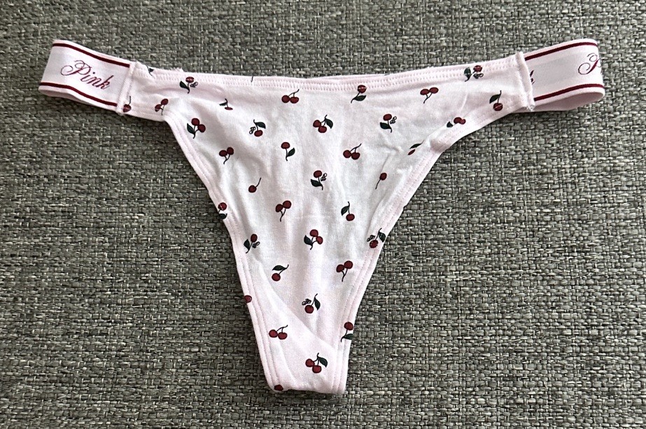 Victoria’s Secret PINK Cherry Print Multicolor Thong Panty Size Small NWT