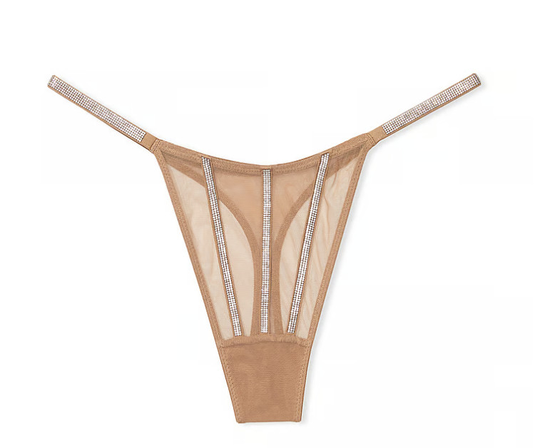 💗Victoria’s Secret Shine Rhinestone Strap Sheer Thong Size Small/Medium/Large
