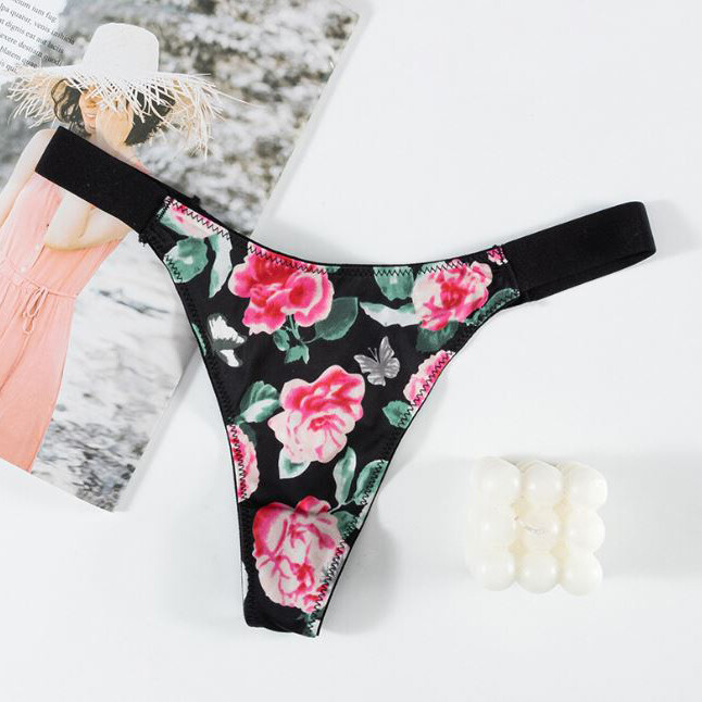 5pack Lot Sexy Womens String Bikinis Thong Floral Silky Panties French Underwear