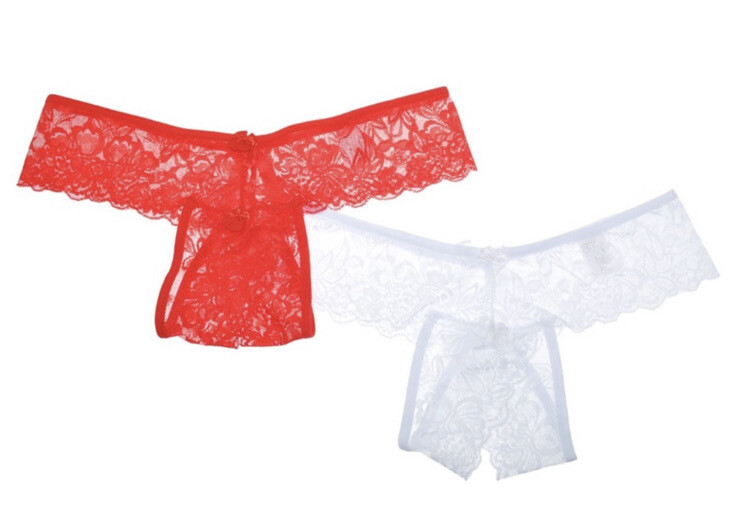 Angelina Lace Crotchless Thongs Size Medium