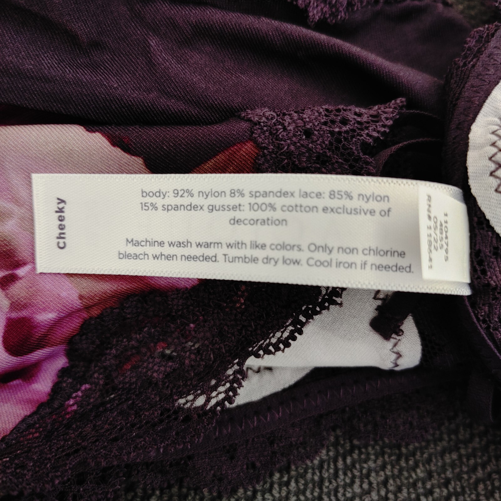 Lane Bryant Cacique Sexy Cheeky Lingerie Panty 18/20 Purple Floral W/ Lace Trim