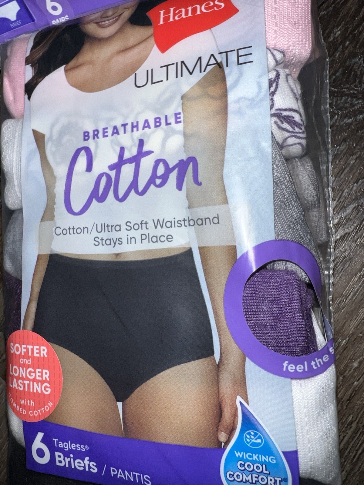 Hanes Ultimate ~ 6-Pair Women’s Brief Underwear Panties Cotton Breathable ~ M/6