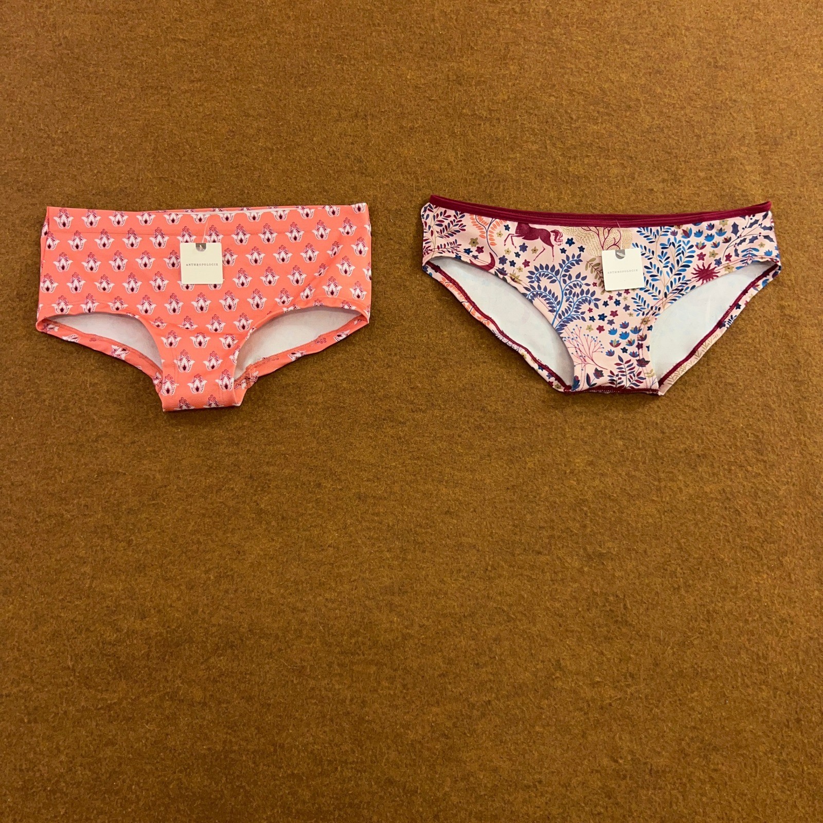 Anthropologie Womens XXS/XS Multicolor Floral Unicorn 2PK Panty Set NWT
