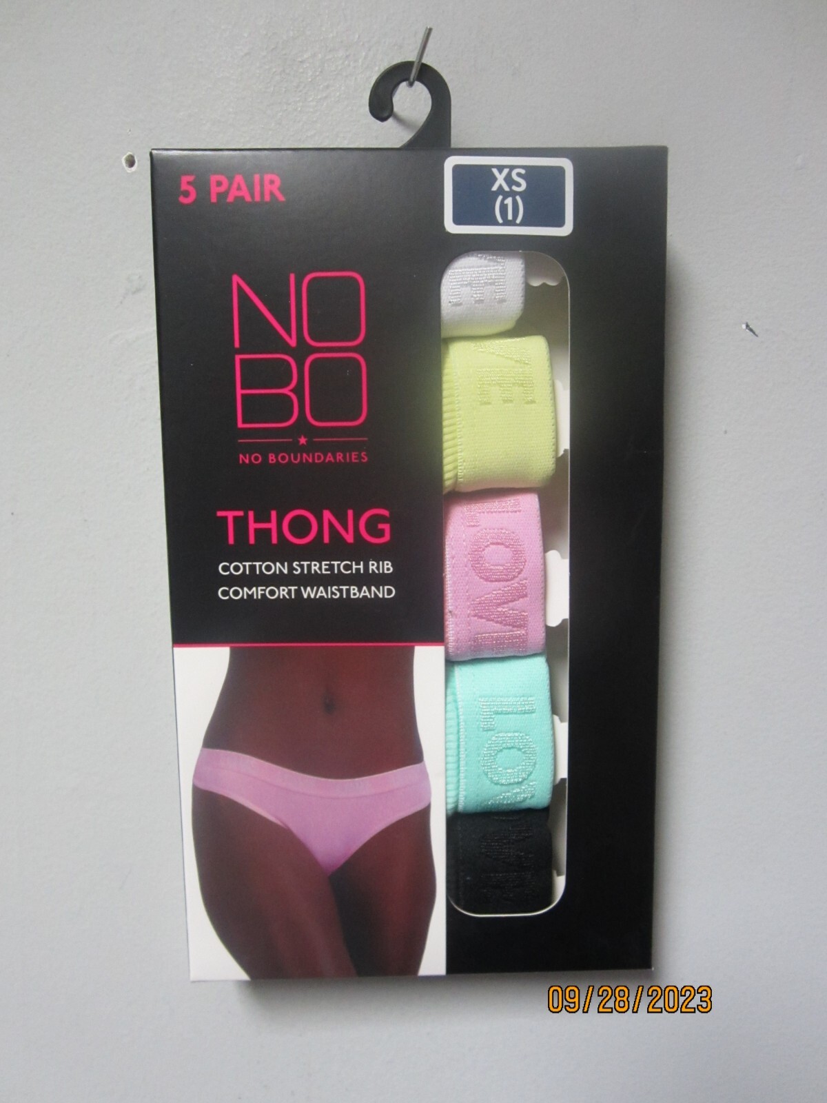 No Boundaries Womens 5-Pair Cotton Stretch Rib Solid Thong Underwear Size XS (1)