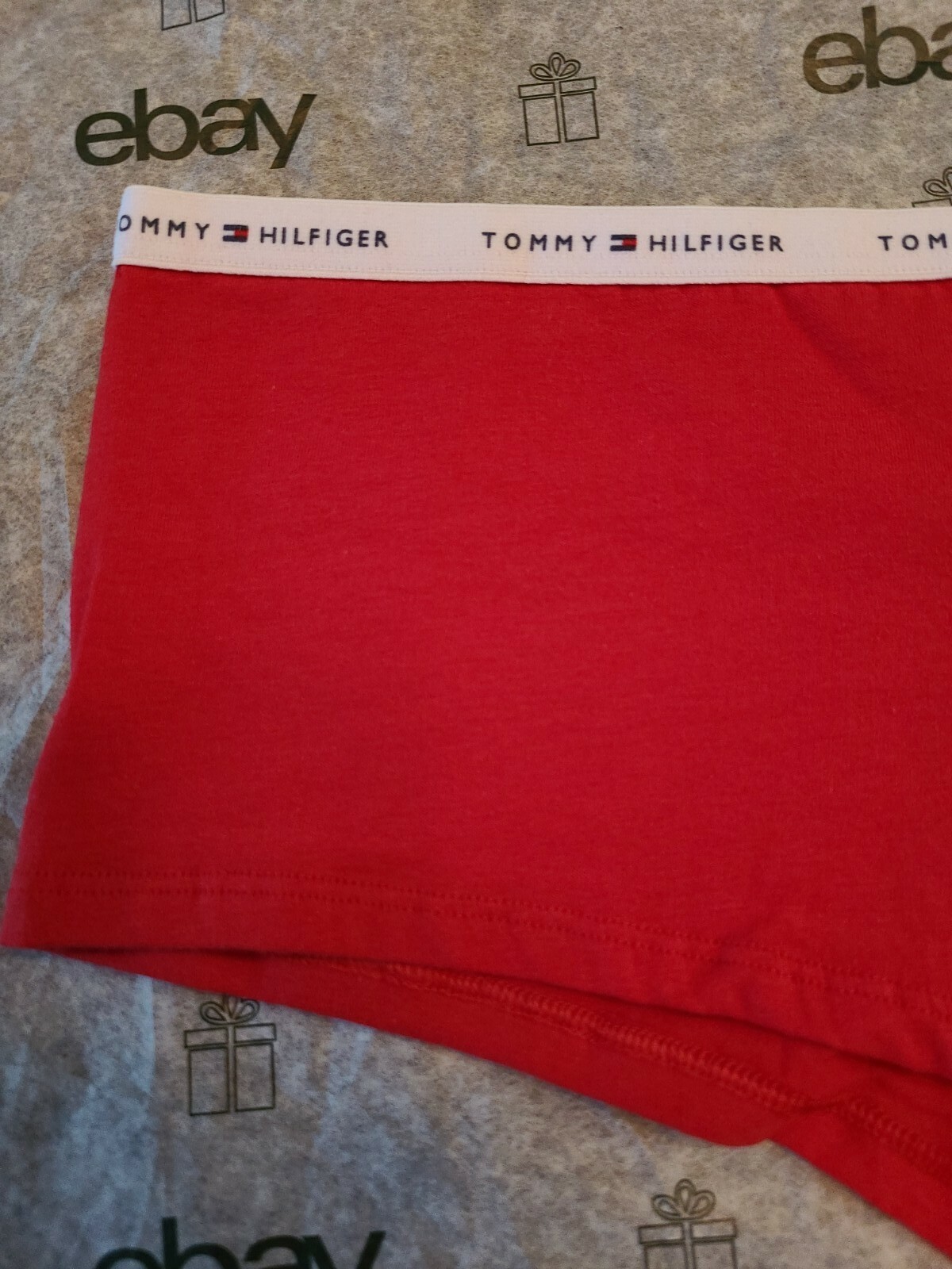 Large TOMMY HILFIGER Signature Logo Trendy Red Boyshort Panty ~ NWT