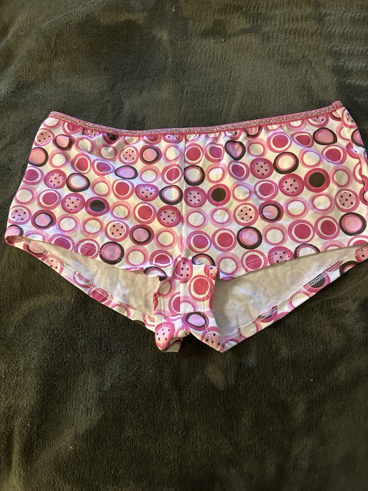 Flirtitude Women’s Knit Hipster Panties XL – Pink & Brown Dots – NEW w tags