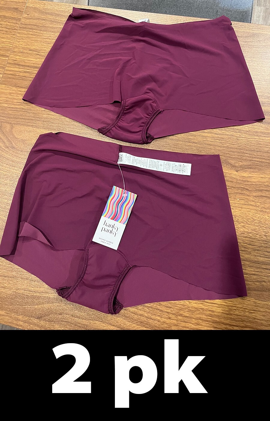 2pk Hanky Panky 6J1281B Womens BreatheSoft Boyshort, DCHR Size L
