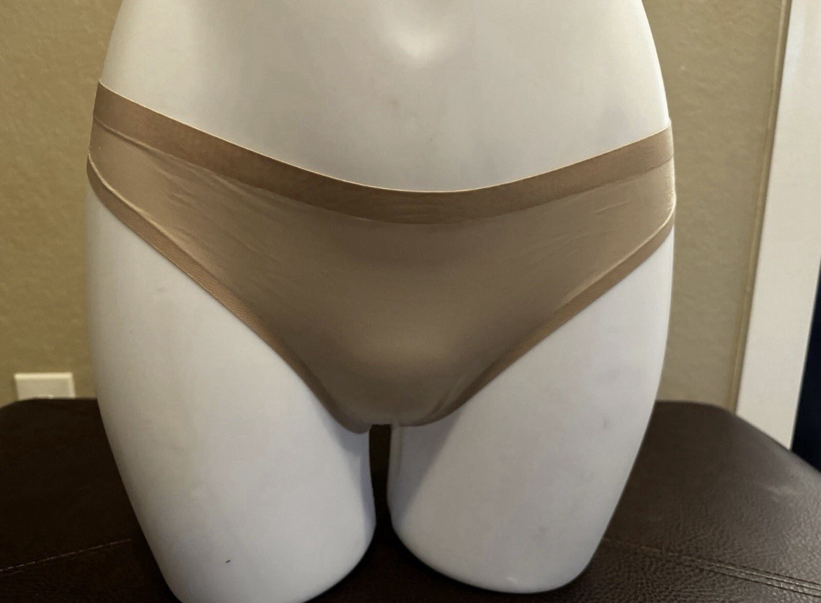5 pack ice silk thong no show panties size Large (28-29) red black pink grey tan