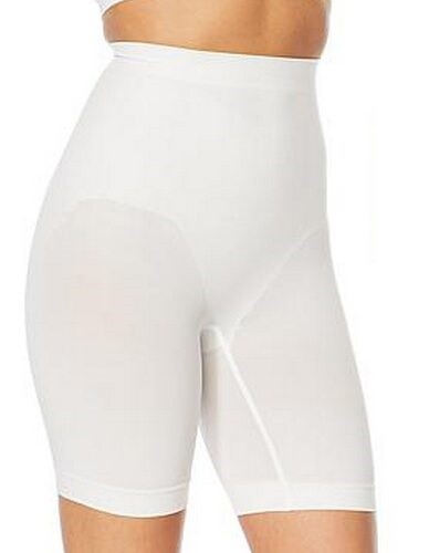 Rhonda Shear White Seamless Longline Highwaist Short Shaper Shapewear New