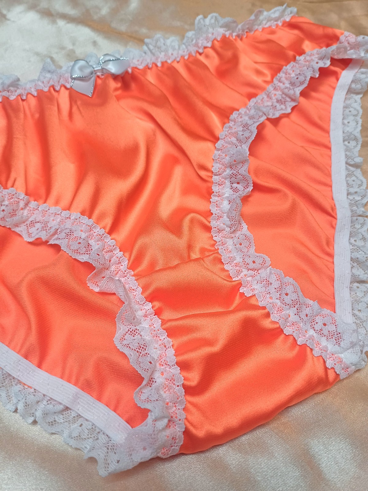 Vintage Style Silk Satin Ruffle Lace Full Bum Panties Knickers Sissy CD TV XL 16