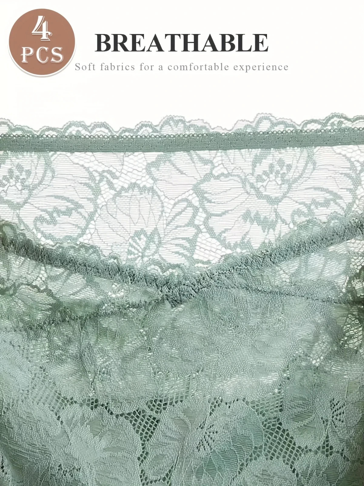 4pcs High Waist Cotton Jacquard Pattern Sexy Lace Hip Lift Shape Briefs Panties