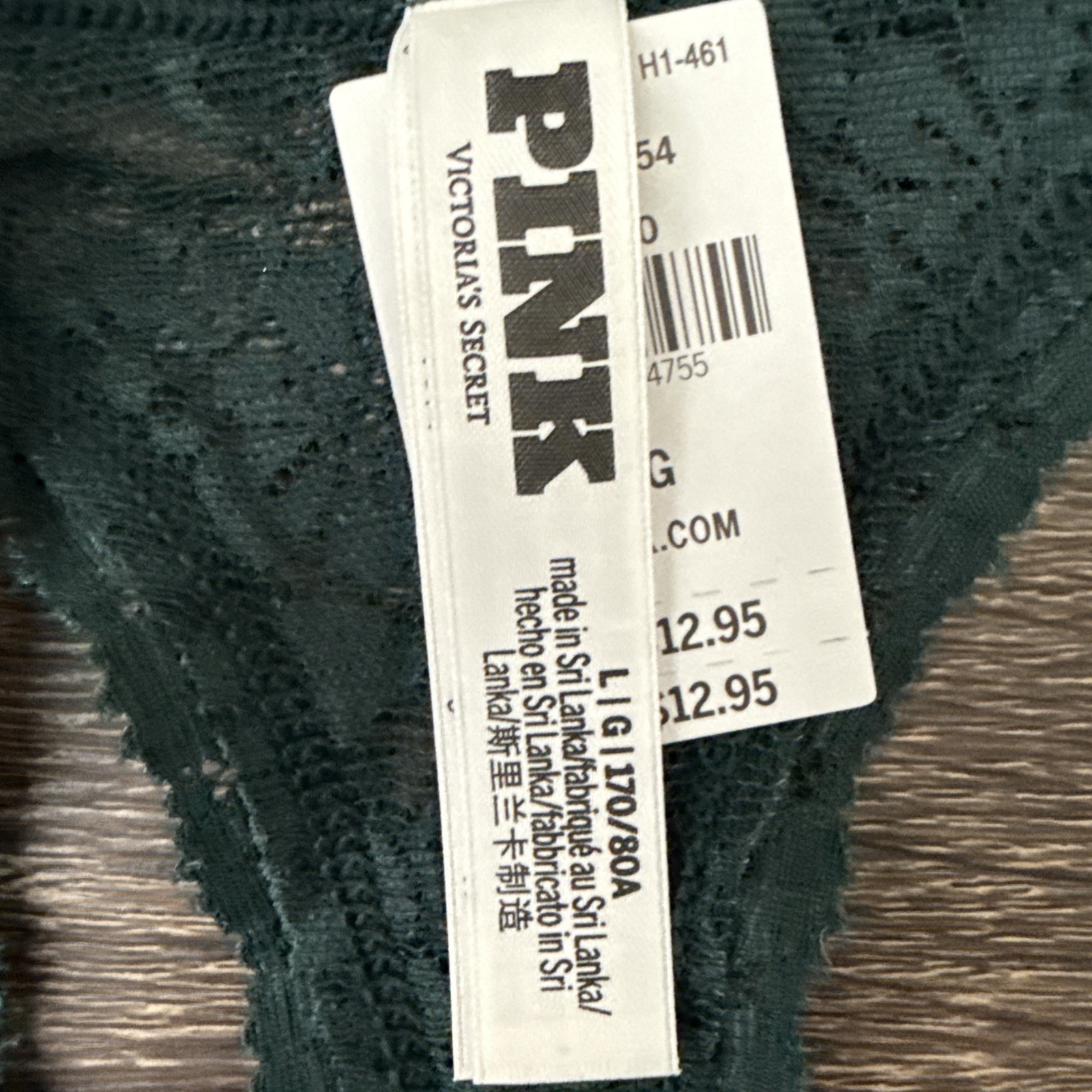 Pink By Victoria’s Secret Large, Dark, Green Floral Lace, Thong Panties