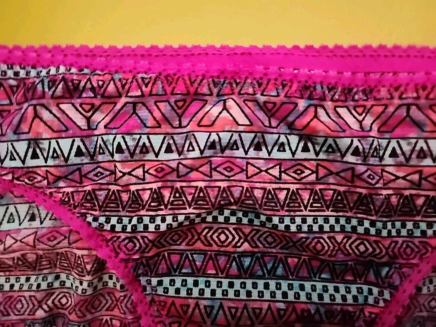 On Gossamer Mesh Hip Bikini Aztec Design Size M