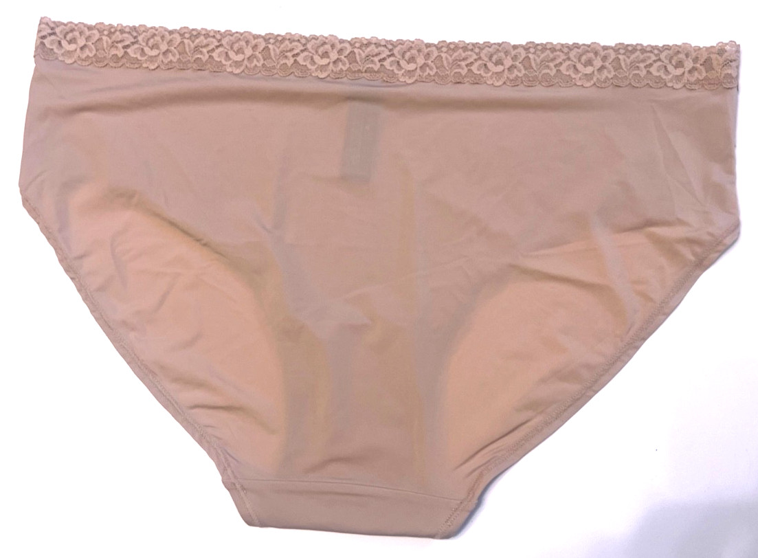Natori XL Finishing Touch Lace Trim Brief Panty NWOT 7743365 Cafe Beige