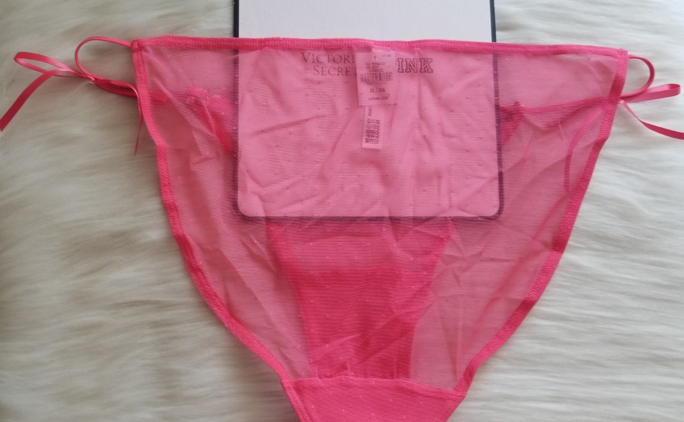 VICTORIA’S SECRET PINK WINK STRING BIKINI PANTY HIBISCUS EMBROIDERY XL PINK