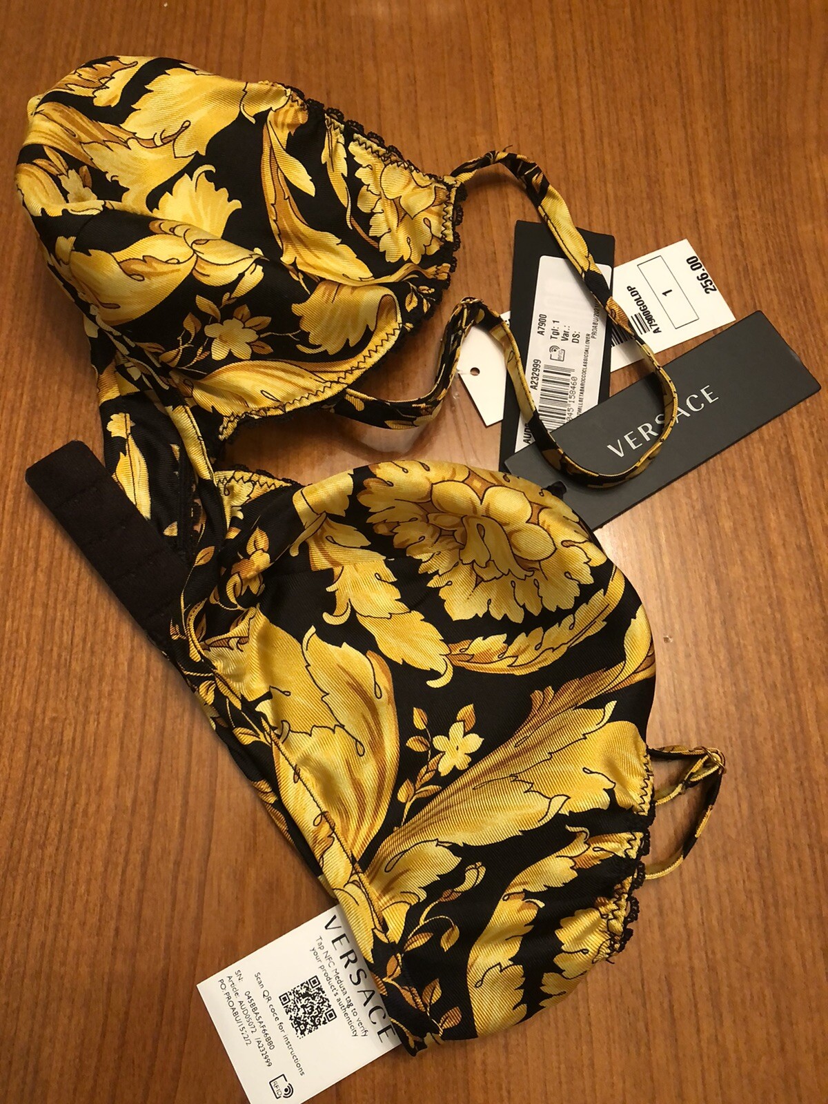 VERSACE Barocco graphic-print silk bralette Size IT 1 (XS)