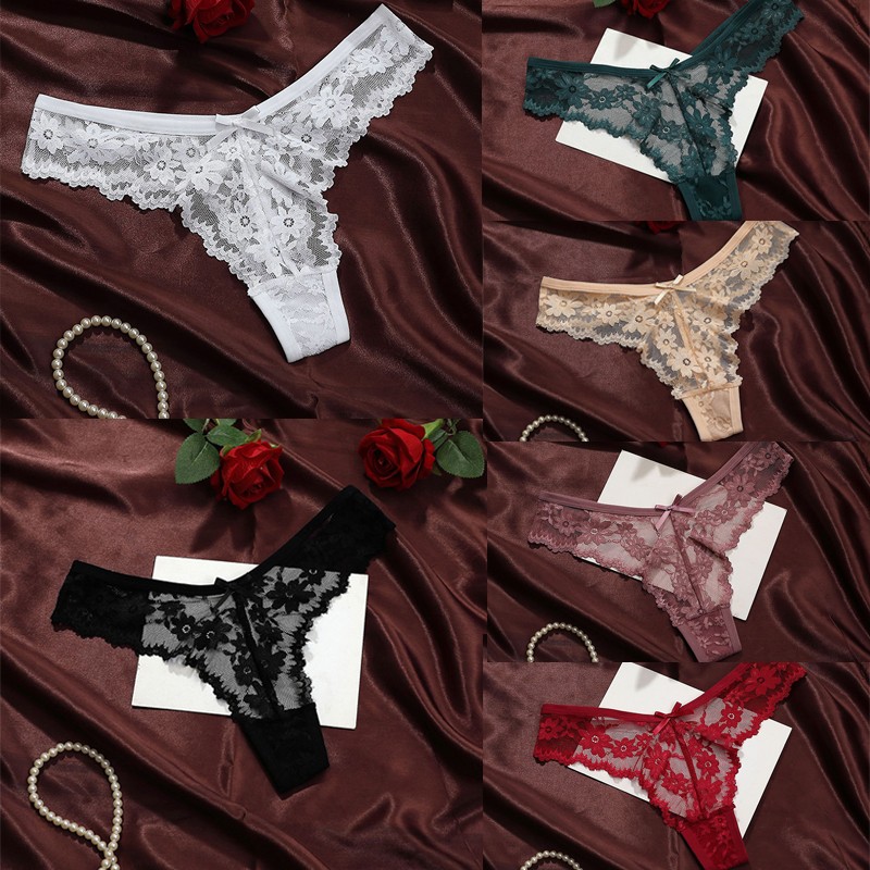 6 Pack Lot Sexy Womens Lace See Through Panties Thongs Briefs Cheeky Lingeries