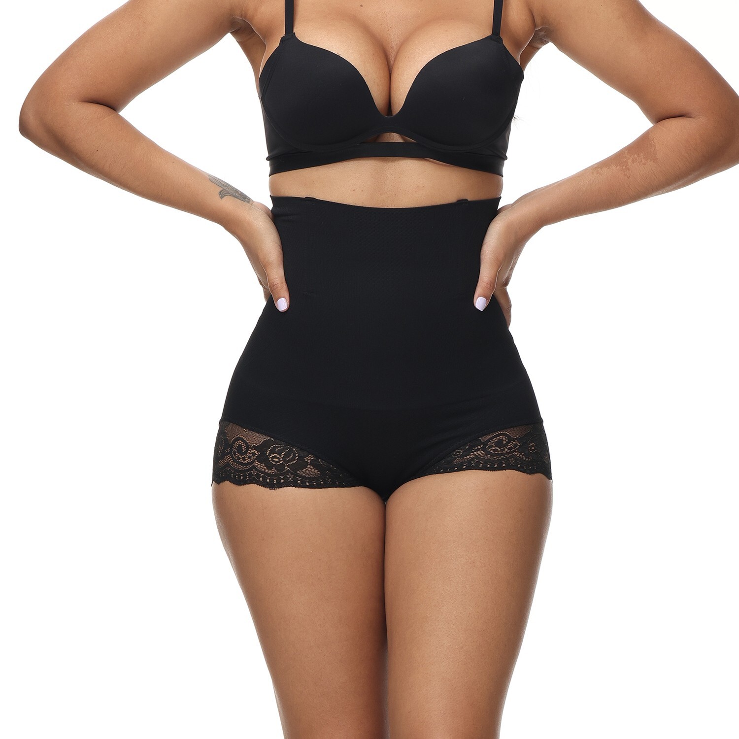 Women High Waisted Tummy Control Panties Butt Lifting Underwear Lace Shapewear