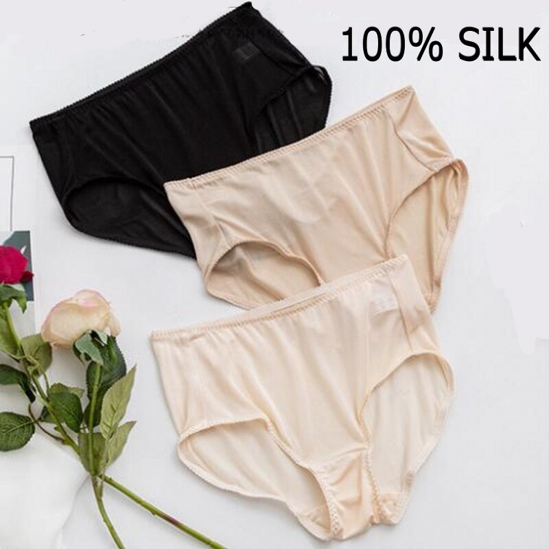 100% Mulberry Silk 3 Pack Women Basic Panties Briefs Underwear Lingerie TG006