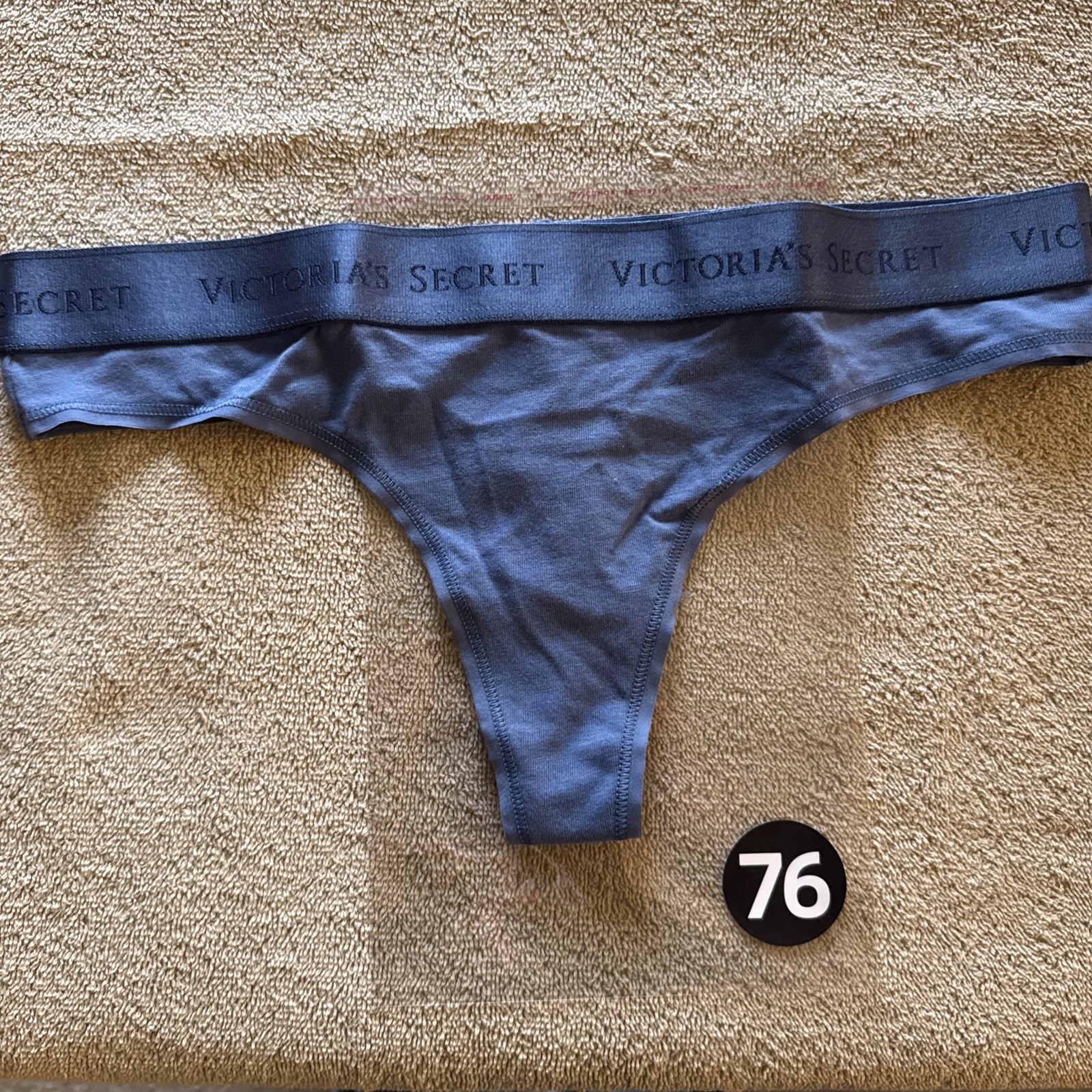 Victoria’s Secret Small Denim Blue Cotton Logo Thong Panties
