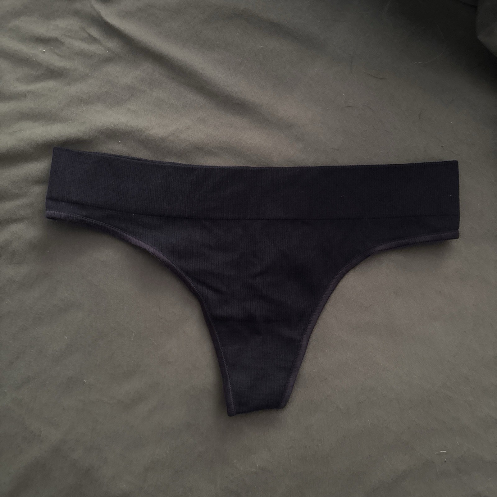 Women’s Black Solid Thong/String Panties Cotton Blend Regular Size S