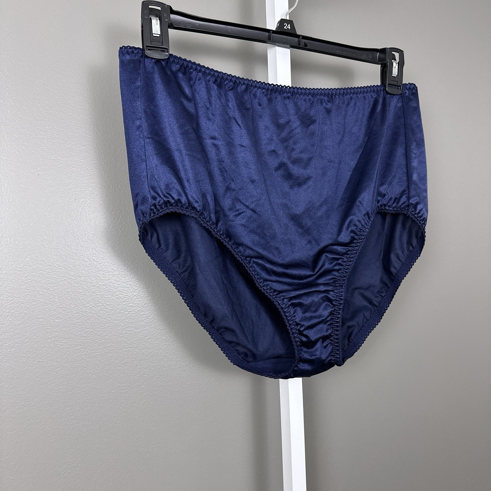 Vanity Fair Shiny Nylon Control Support Panty Size 11 4XL Dark Blue 40301 Silky