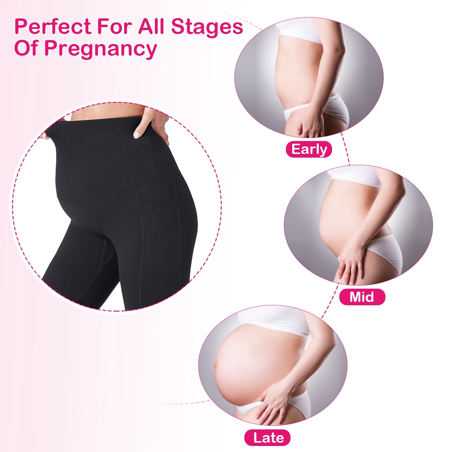 High Waisted Mid Thigh Seamless Pregnancy Underwear Over Bump Prevent