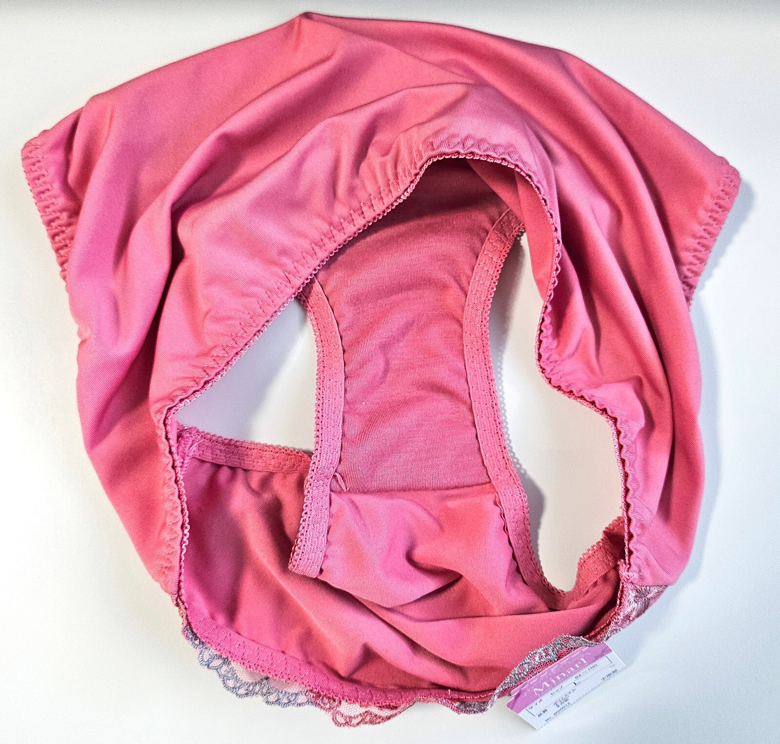 US Size M/6 Nylon Smooth Tricot Lace Flower Panties Women Underwear Pink