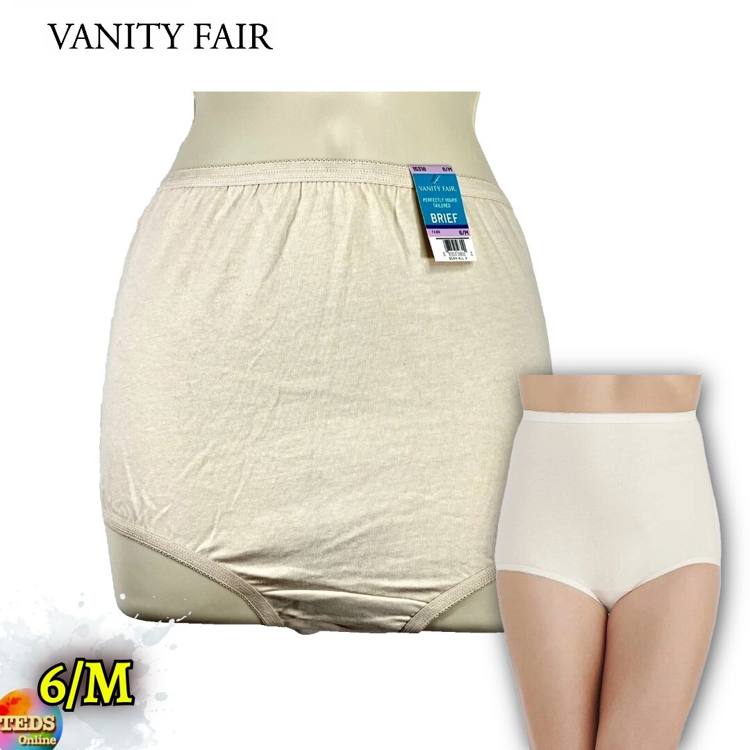 NWT Vanity Fair 6/M Perfectly Yours Cotton Classic Brief Underwear 15318 Fawn