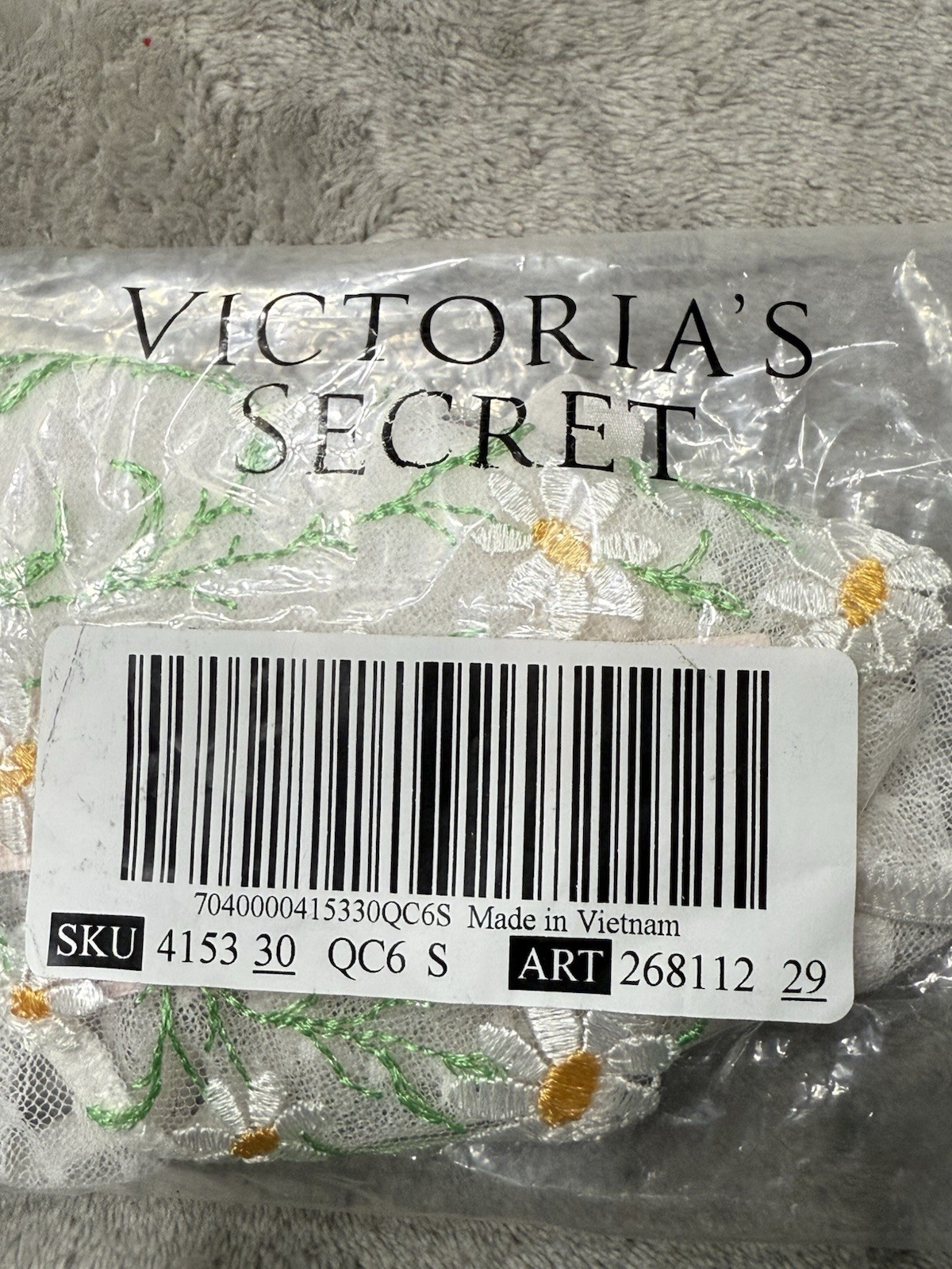 VICTORIA’S SECRET DREAM ANGELS String Bikini Panty VS Flower S White Daisy Mesh