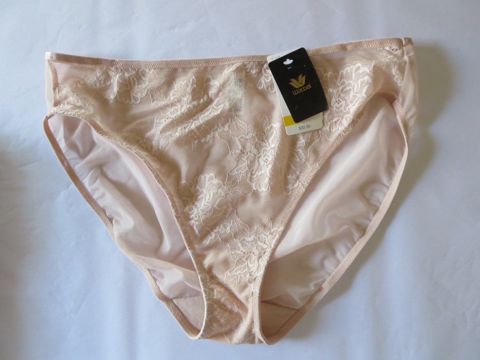 WACOAL FULL BLOOM HI-CUT BRIEF PANTY #841409, MEDIUM, BEIGE/ROSE DUST, NWT $32