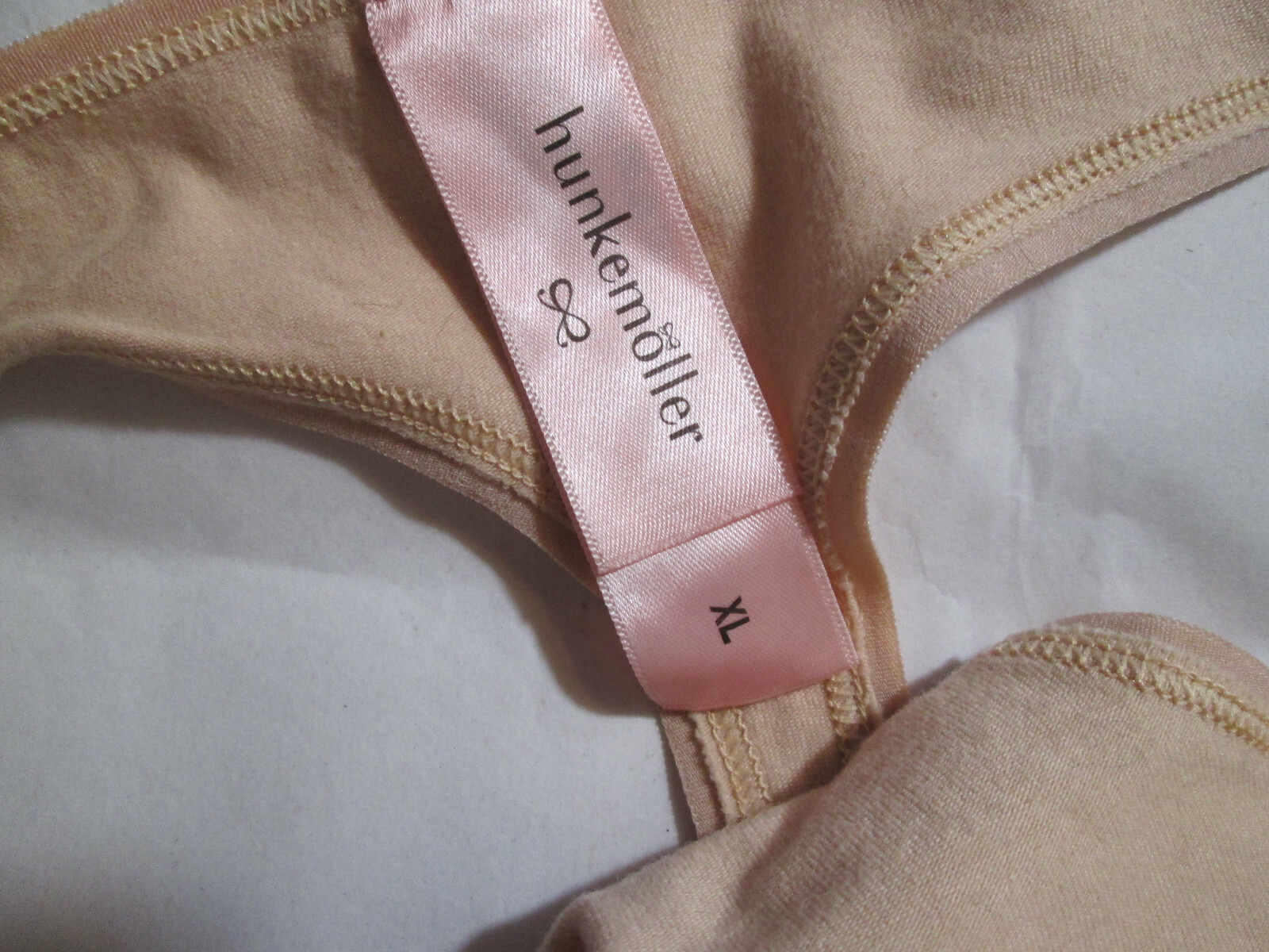 2 New 95% Cotton Thong Panties 💕 Size XL Set of Beige + Stripe w/Pink Lace