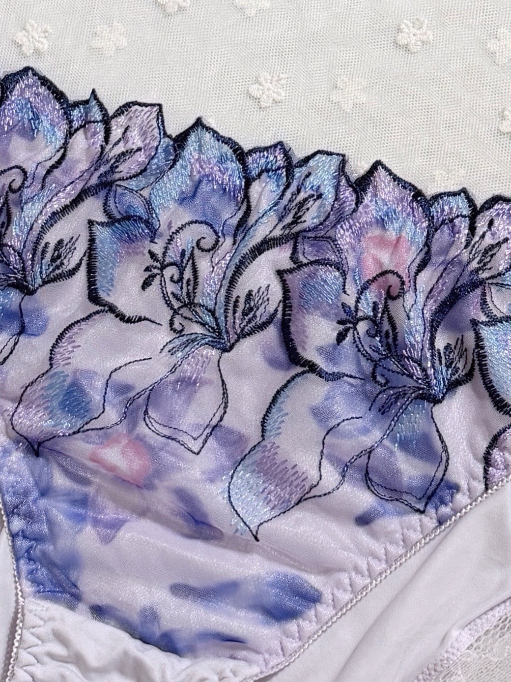 Set Of 4 US-M/JP-3L Japanese VTG Style Classic Floral Embroidery Nylon Panties
