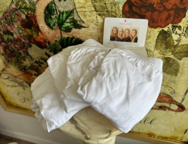 Breezies Set/4 All White Cotton Hi Cut Brief New Panties