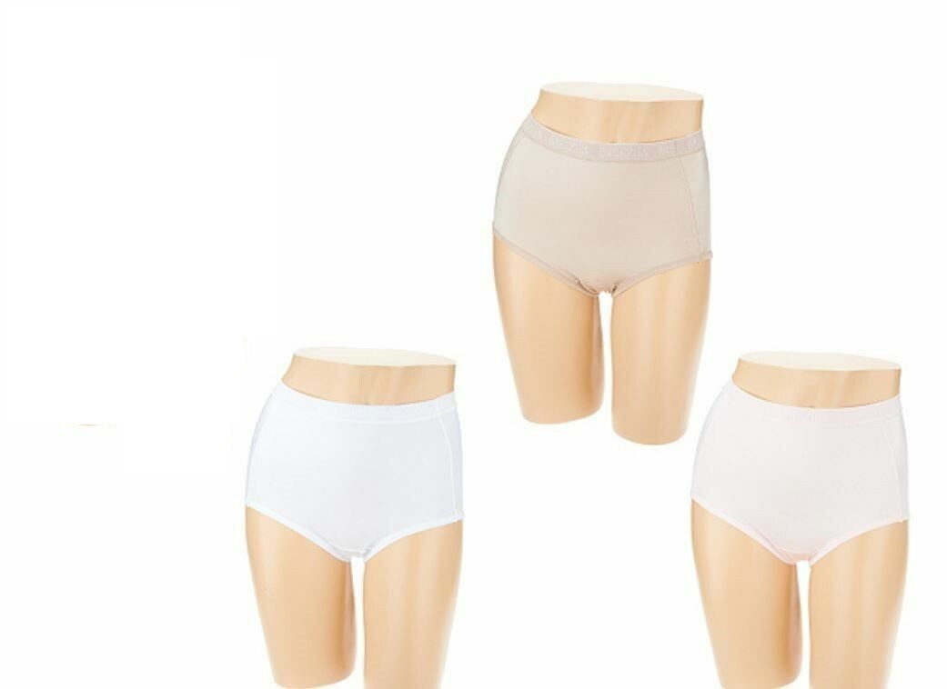 Breezies Set of 3 Nylon Microfiber Brief Panty-White/Pink/Nude-Small-NEW-A287799