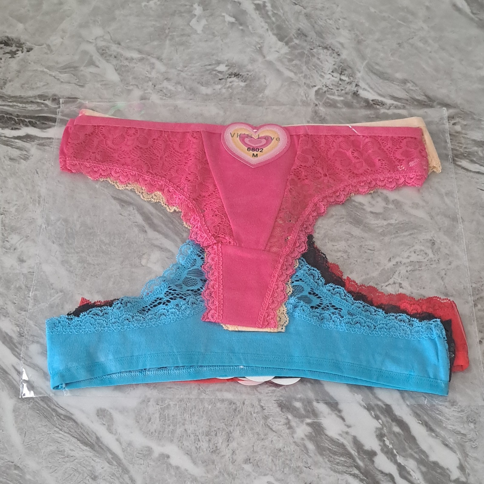Women’s Lace Thong/String Panties 5 Pack Multicolor Size M Stretch MPN 6802