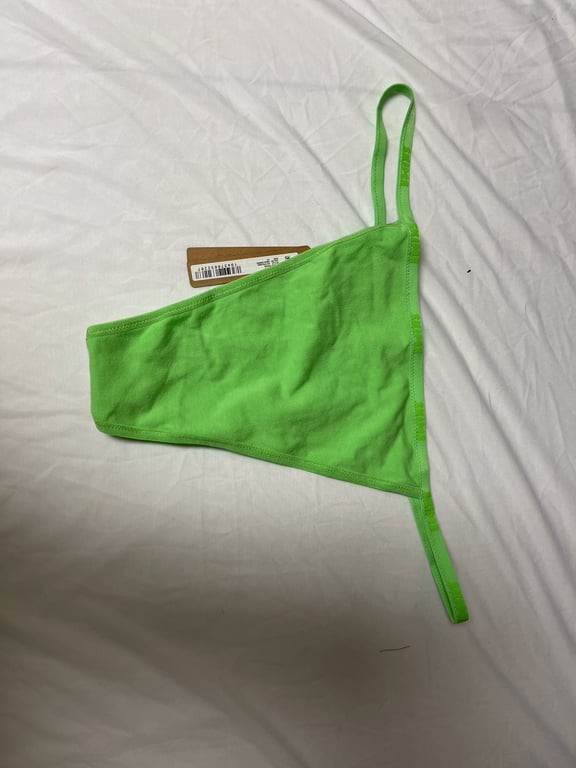 Cotton Logo String Thong – Neon Green B51
