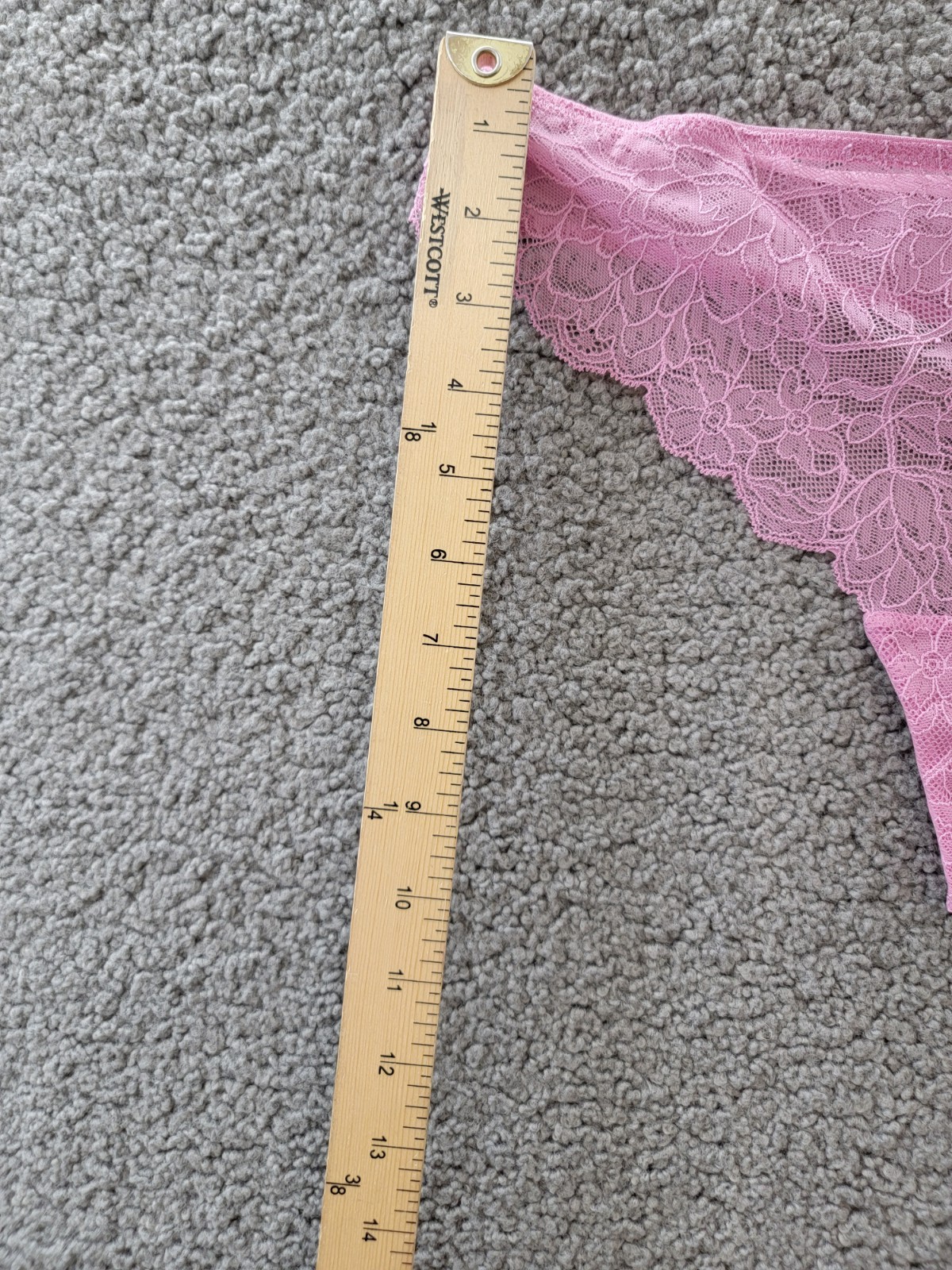 On Gossamer Luxe Semi-Sheer Lace Front Thong Women’s Large Pink Berry Pull On