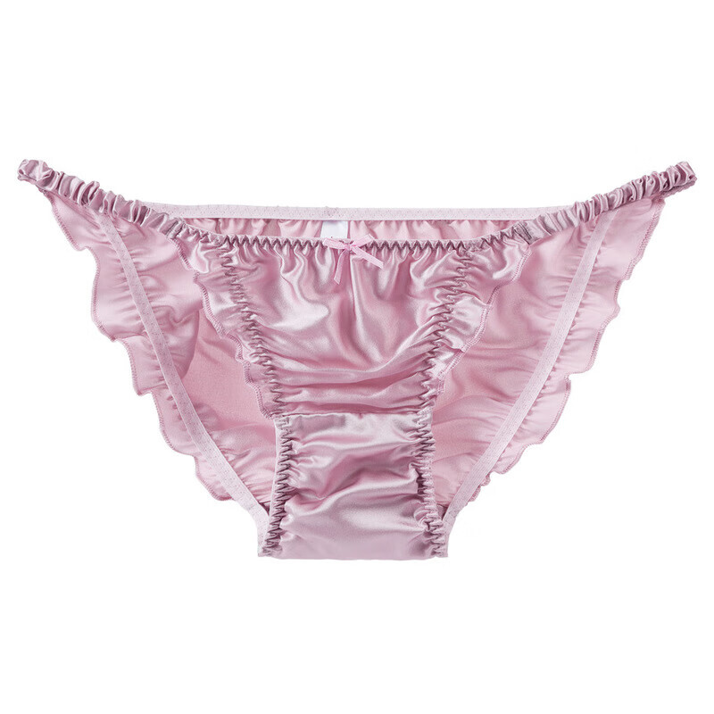 2 Pairs Women’s Silk Underwear Thin Edges Ruffled Triangular Bikinis Knickers