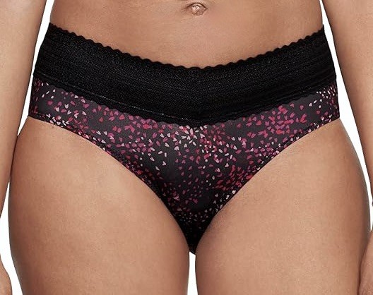 WARNERS No Pinching No Problems Lace Black Leaves Hipster Panty Womens S M XL 2X