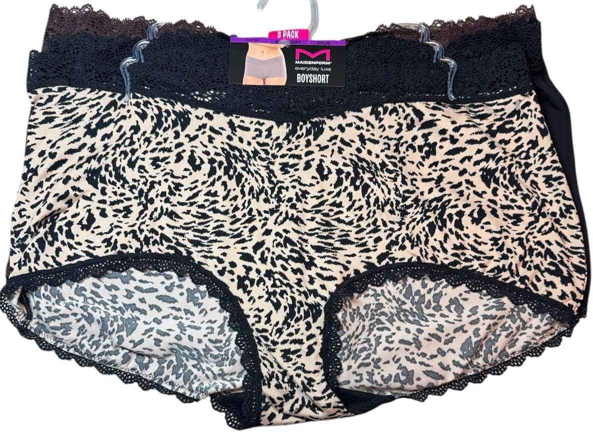 MAIDENFORM Women’s 3-Pack Everyday Luxe Boyshort Panties Polyester Size 2XL 9