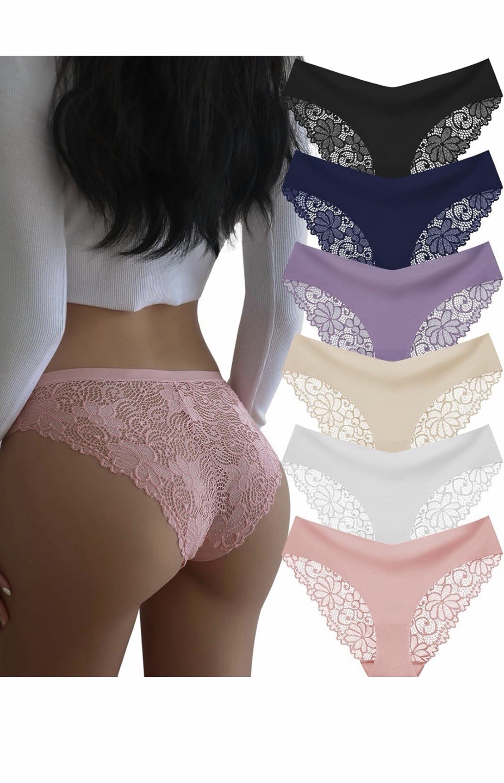 DHFBABY Sexy Cheeky Womens Underwear Comfortable Seamless Panties Medium 6 Pk