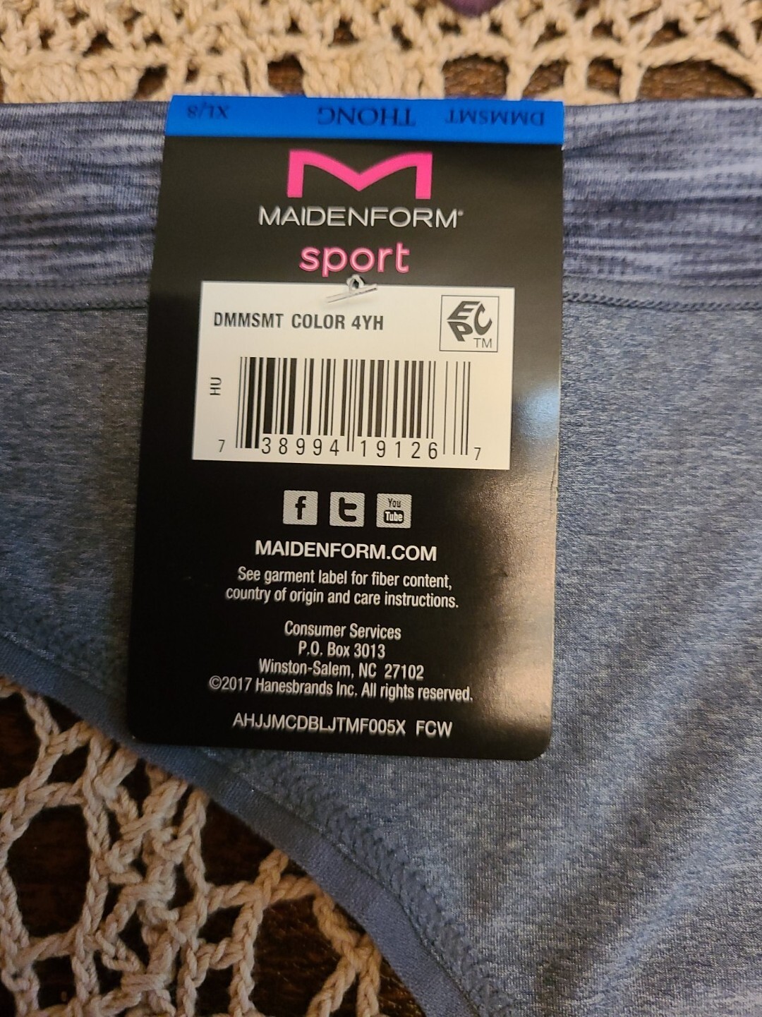 XL/8 Maidenform Logo SPORT Thong Panty Charcoal Heather DMMSMT – NWT