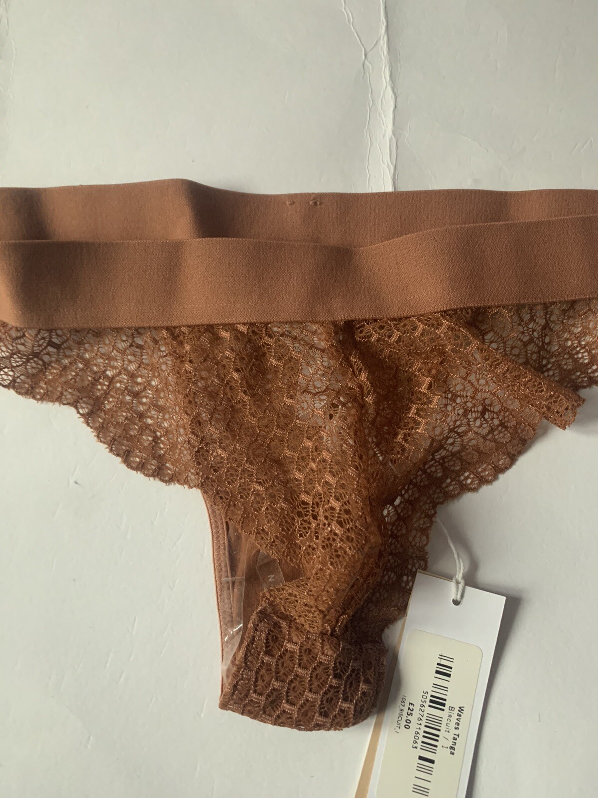 Beija London Waves Tanga Biscuit Brown Size 1 Approx 10 BNWT Freepost