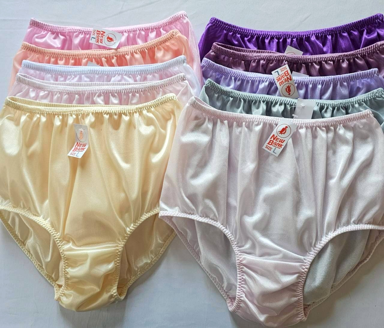 10 Granny Panties Underwear Nylon Woman Man Soft Briefs High Waist 32″-38″L/Mix